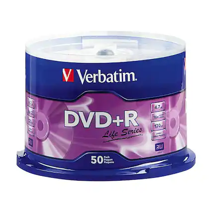 Front. Verbatim - Life Series 16x DVD+R Discs (50-Pack).