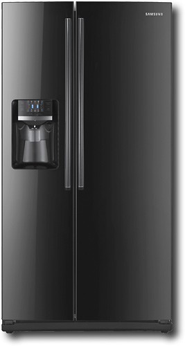  Samsung - 25.6 Cu. Ft. Side-by-Side Refrigerator with Thru-the-Door Ice and Water - Black