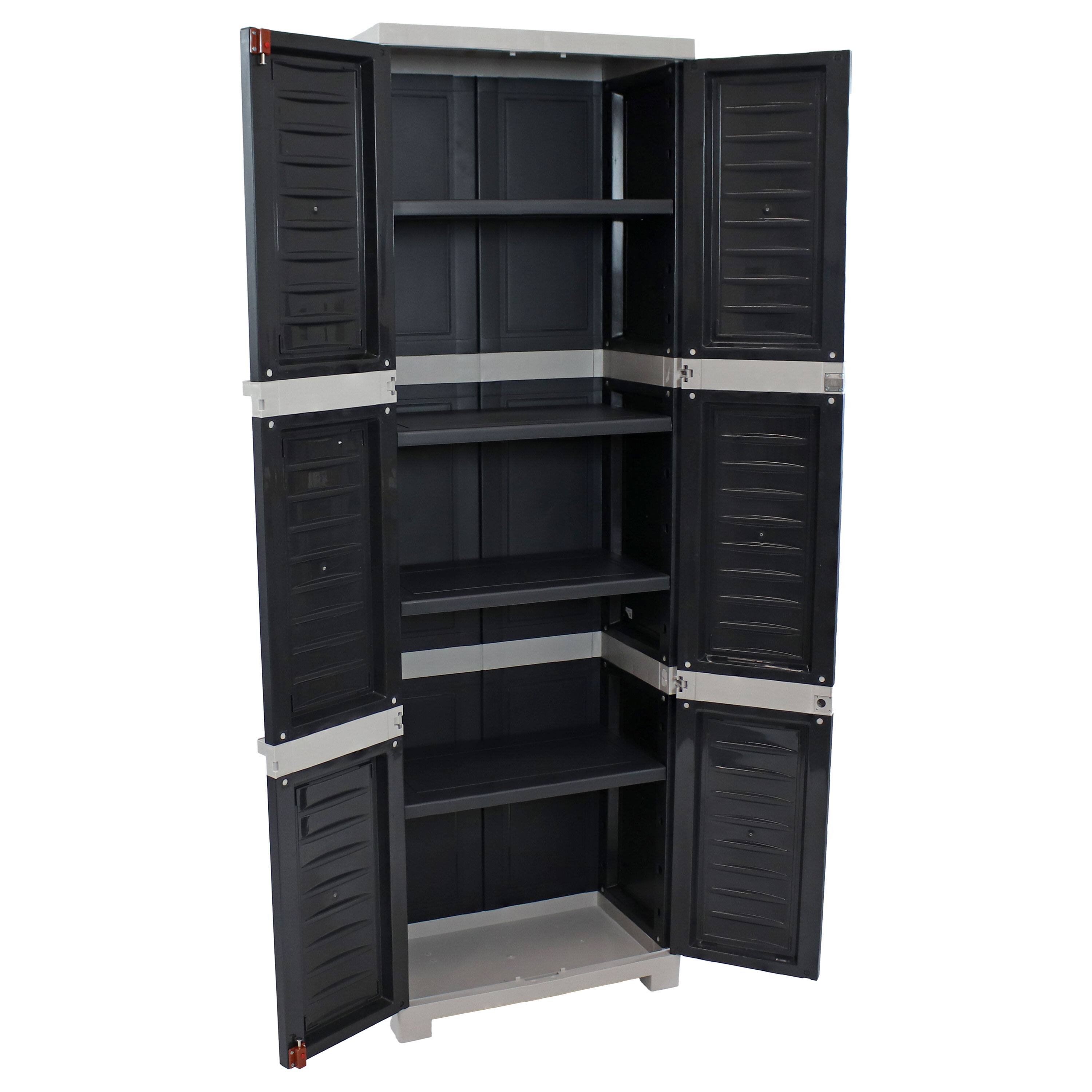 Alt View 7. Sunnydaze - Lockable Storage Cabinet with 4 Adjustable Shelves 72" - Charcoal.