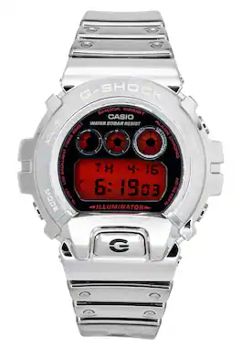 Casio - G-Shock Fine Metallic Digital Silicone Strap Quartz GM-6900YRA-8 200M Men's Watch - Red And Black