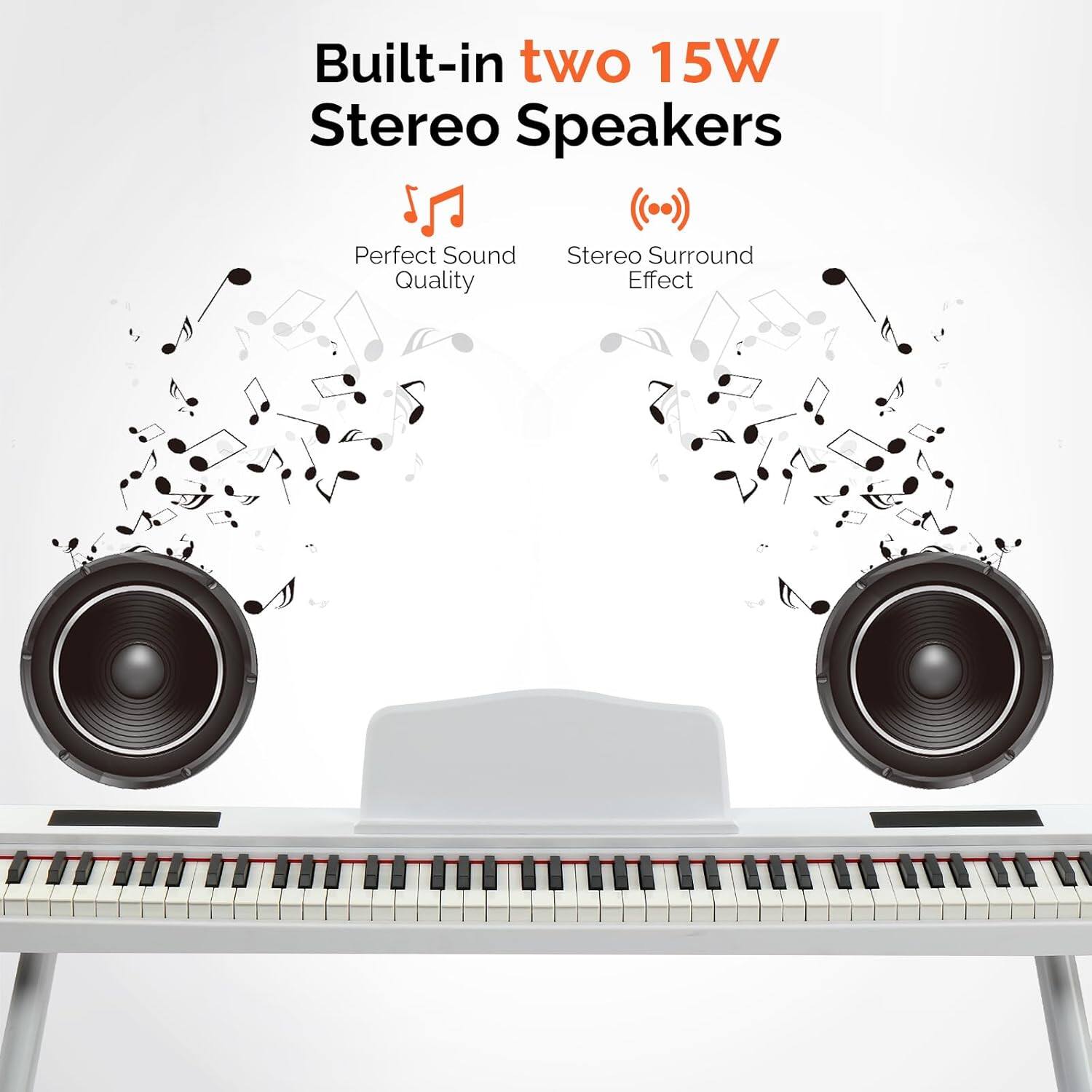 Built-in two 15W Stereo Speakers

- Perfect Sound Quality
- Stereo Surround Effect