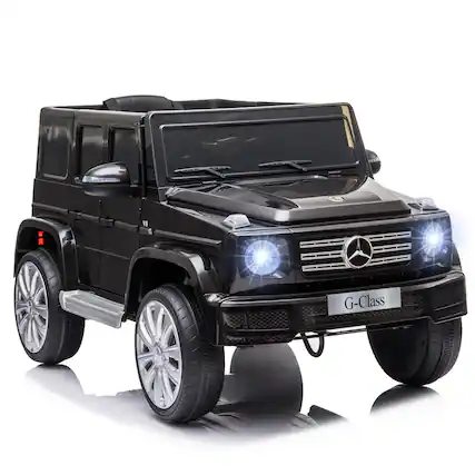 Front. Aosom - 12V Kids Electric Car, Mercedes Benz G500 Licensed Ride on Truck with Remote, Headlights, Music, Suspension, Storage.