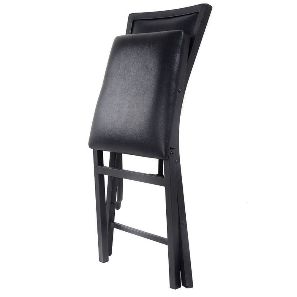 Alt View 8. Pefilos - Set of Metal Folding Dining Chair with Space Saving Design Lounge Chair Room Chair for Kitchen - Black.