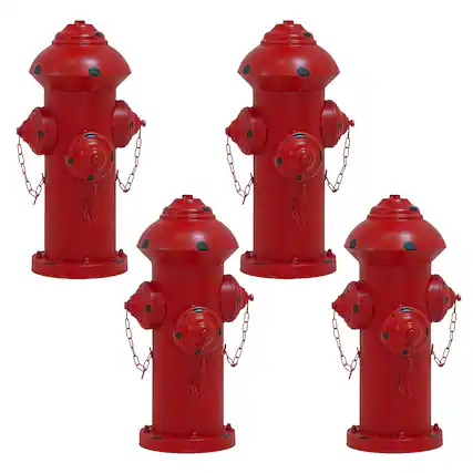 Front. Sunnydaze - Fire Hydrant Metal Outdoor Statue - 21 in - 4pk - Red.