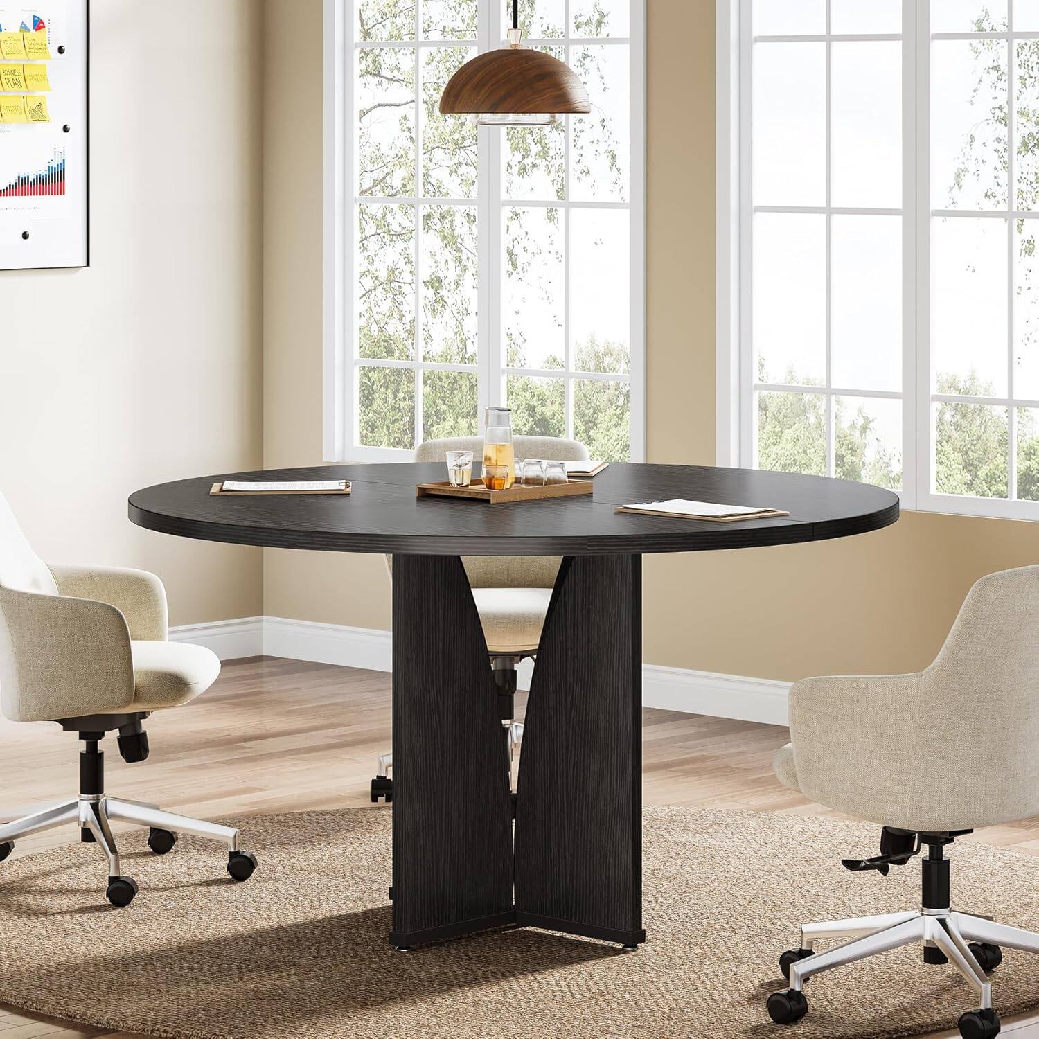 Tribesigns Conference Table with Engineered Wood Construction, Space ...