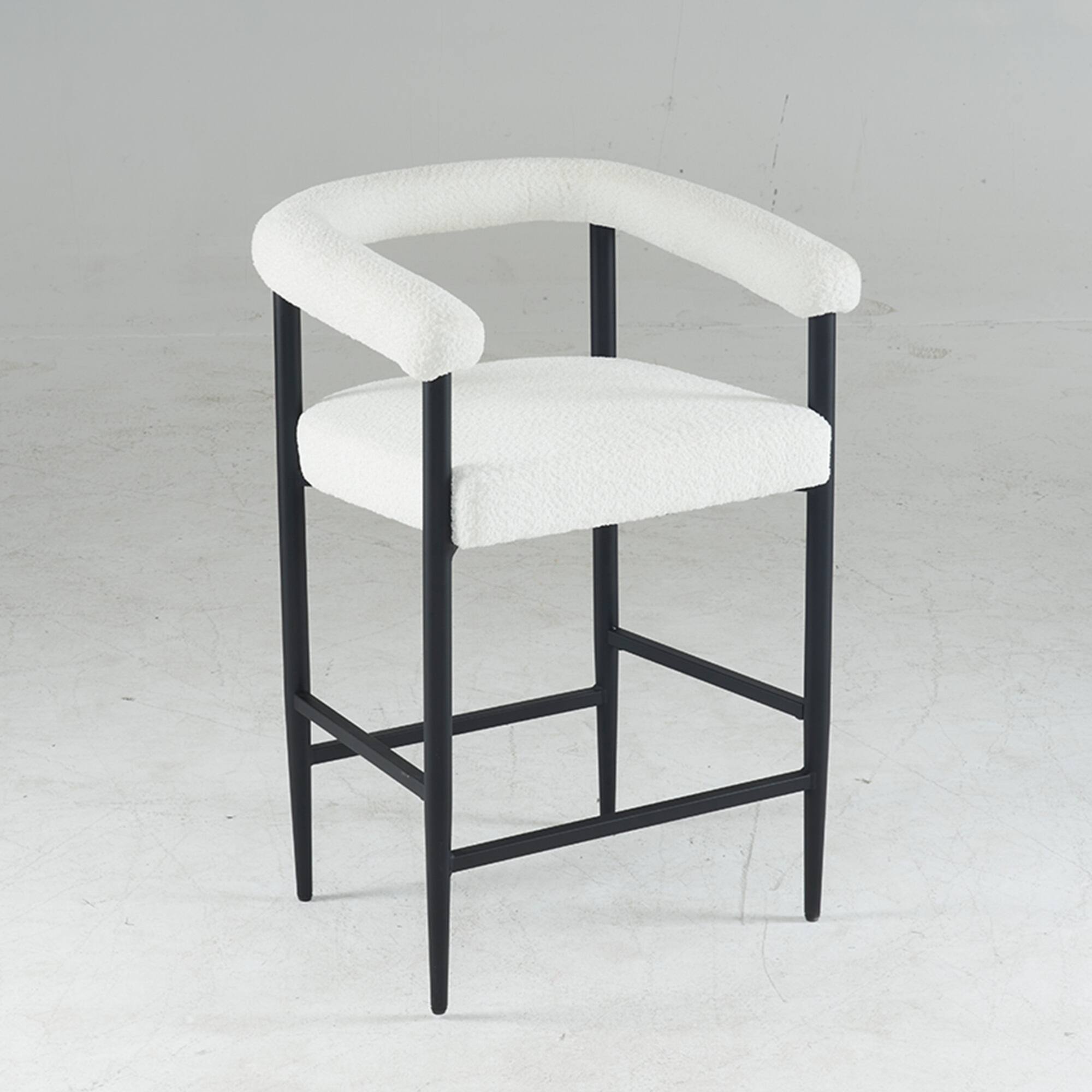 Alt View 5. GOODSILO - Modern Upholstered Counter Height Bar Stools Set of 2 with Metal Frame and Armrests for Kitchen Island Dining Room Cafe - White.