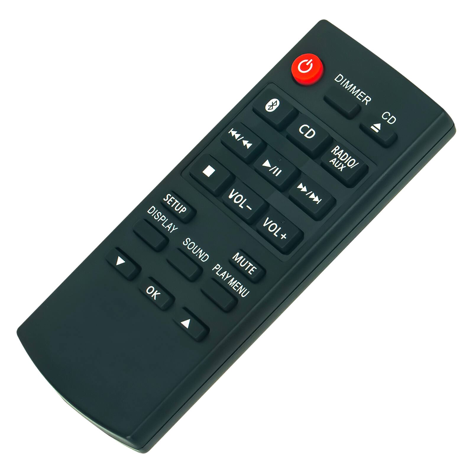 - DIMMER
- CD
- RADIO/AUX
- VOL-
- VOL+
- DISPLAY
- SETUP
- SOUND
- MUTE
- PLAY MENU
- OK