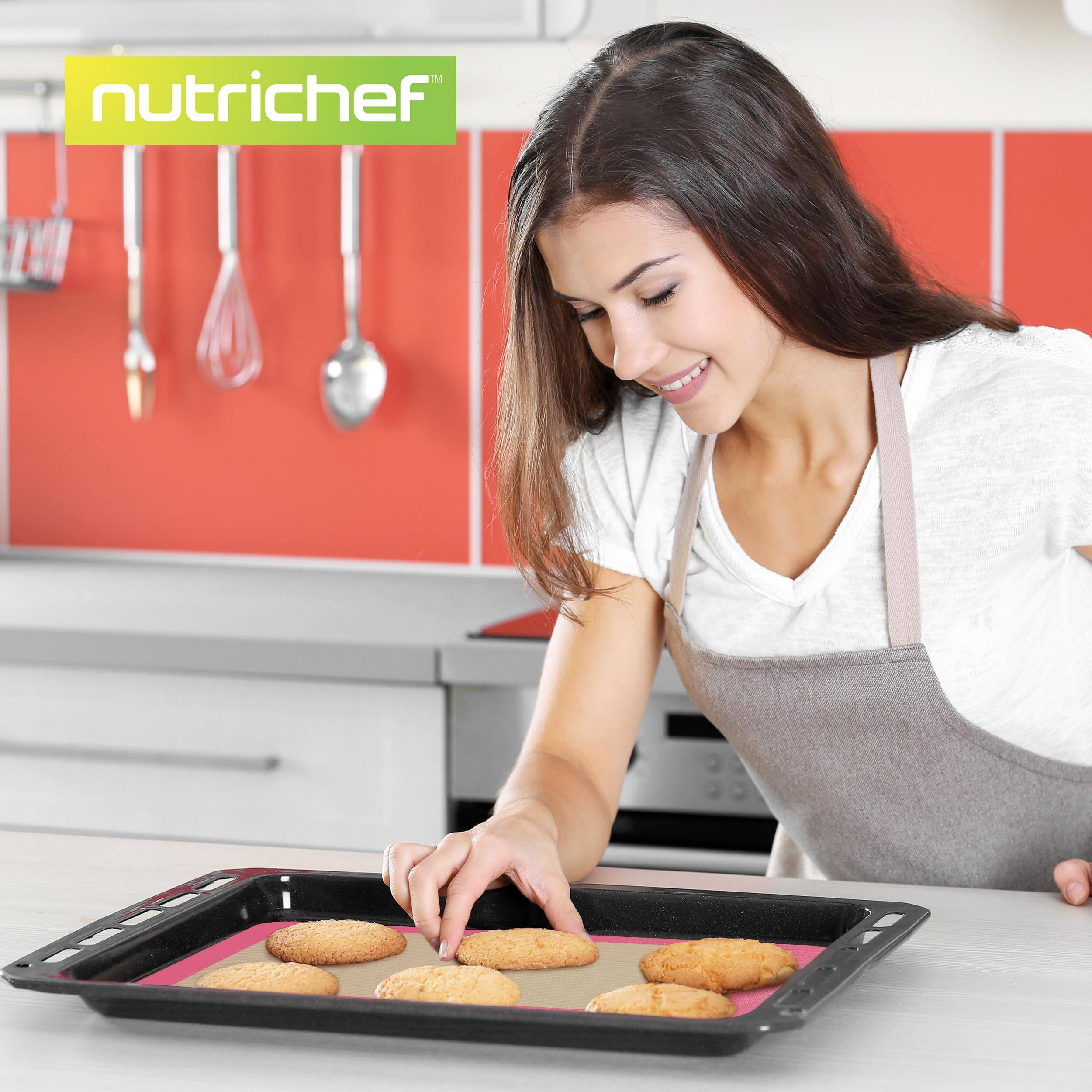 Alt View 4. NutriChef - Silicone Baking Mats – 2 Non-Stick, Reusable for Half Pans, Safe for Ovens & Freezers, Pink Color (NUBAFUPAPI24).