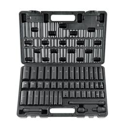 LOVMOR - 3 8 Drive Impact Set 48 Piece SAE Metric 6 Point Drive Extension Bar Universal Joint Adapter Storage Case