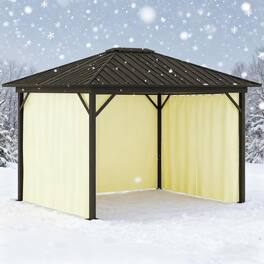 APRILSOUL - Gazebo with Curtains Netting 11.9 x 9.8IN Metal Roof Gazebo Canopy with Aluminum Frame and Top Hook Cream