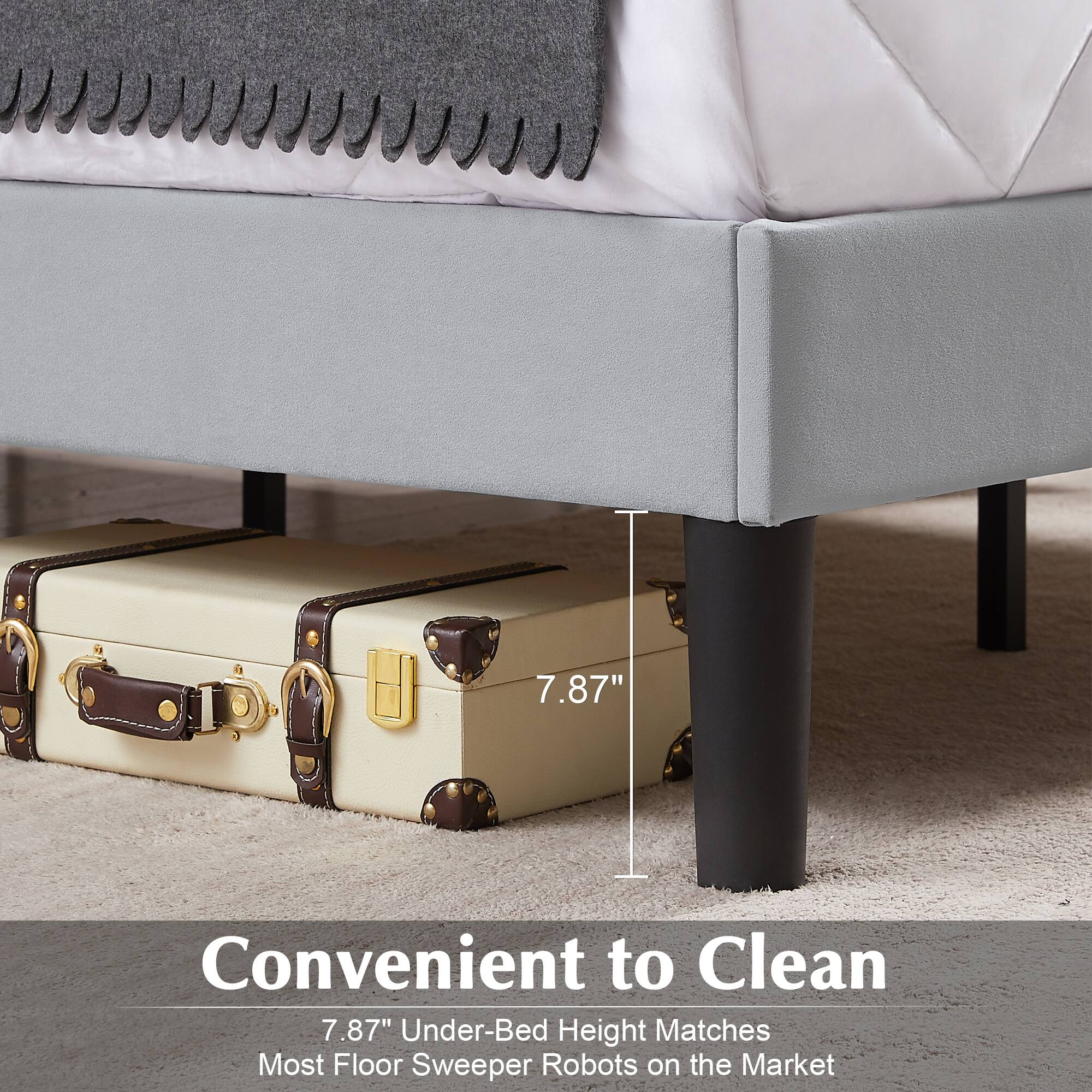 7.87" Under-Bed Height Matches Most Floor Sweeper Robots on the Market, Convenient to Clean