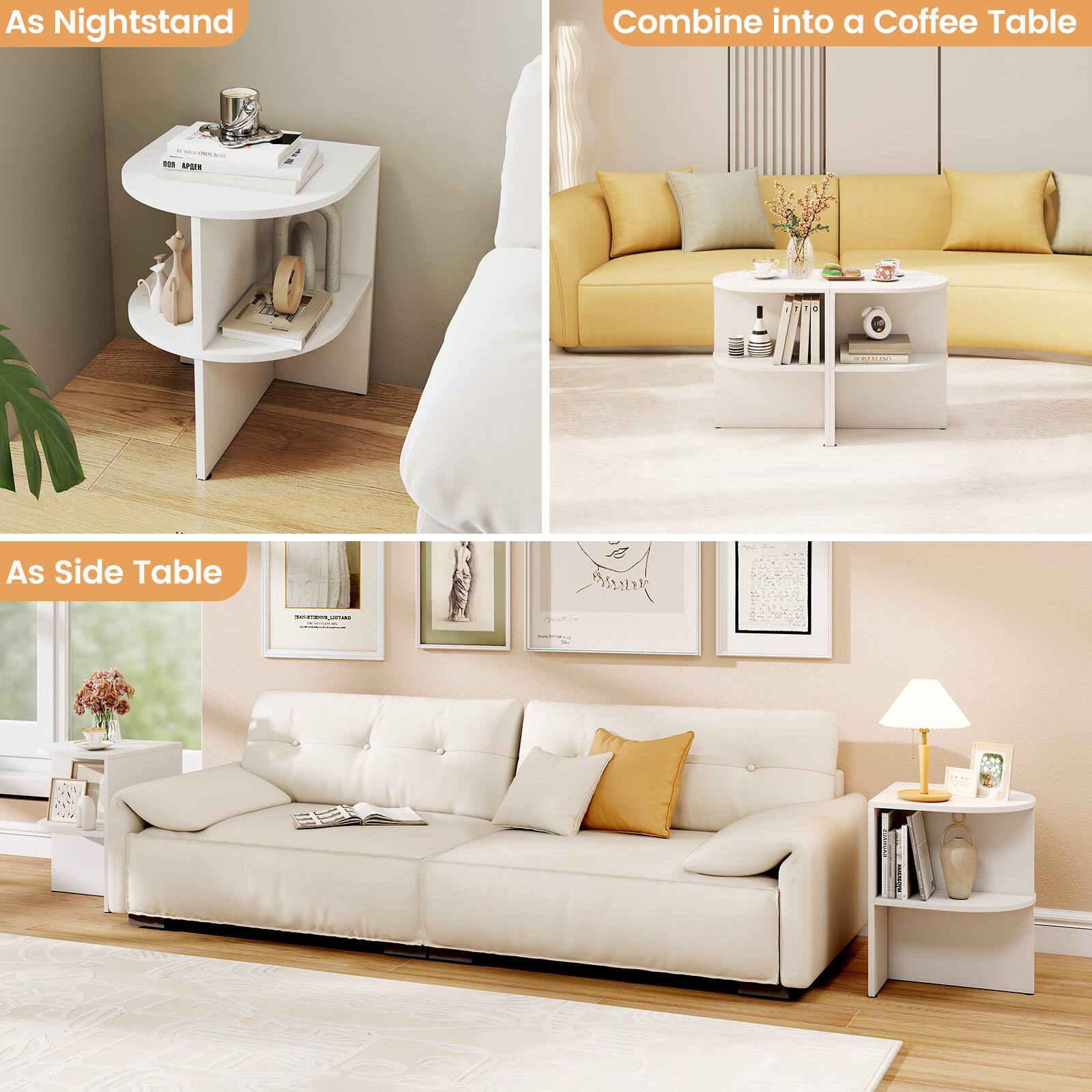 As Nightstand

Combine into a Coffee Table

As Side Table