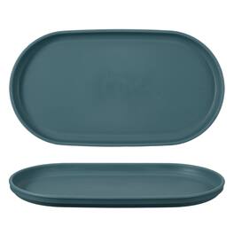 Unique Bargains - 2pcs Fast Food Serving Trays, 9.4x5.1" Oval Reusable Restaurant Tray for Kitchen Coffee Fruit Burger Lunch - Dark Blue