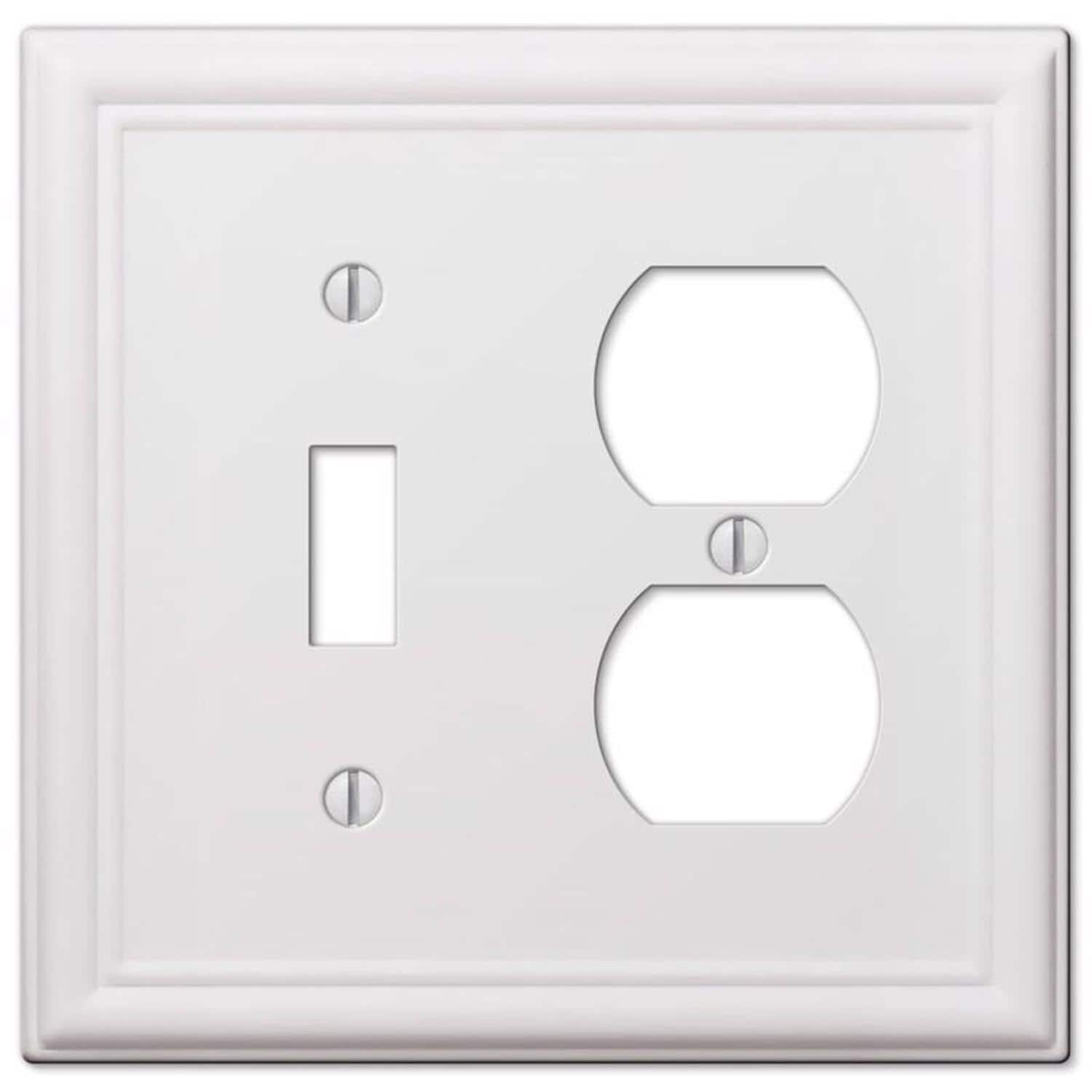 AMERELLE - Chelsea 2 gang Stamped Steel Duplex/Toggle Wall Plate 1 pk - White