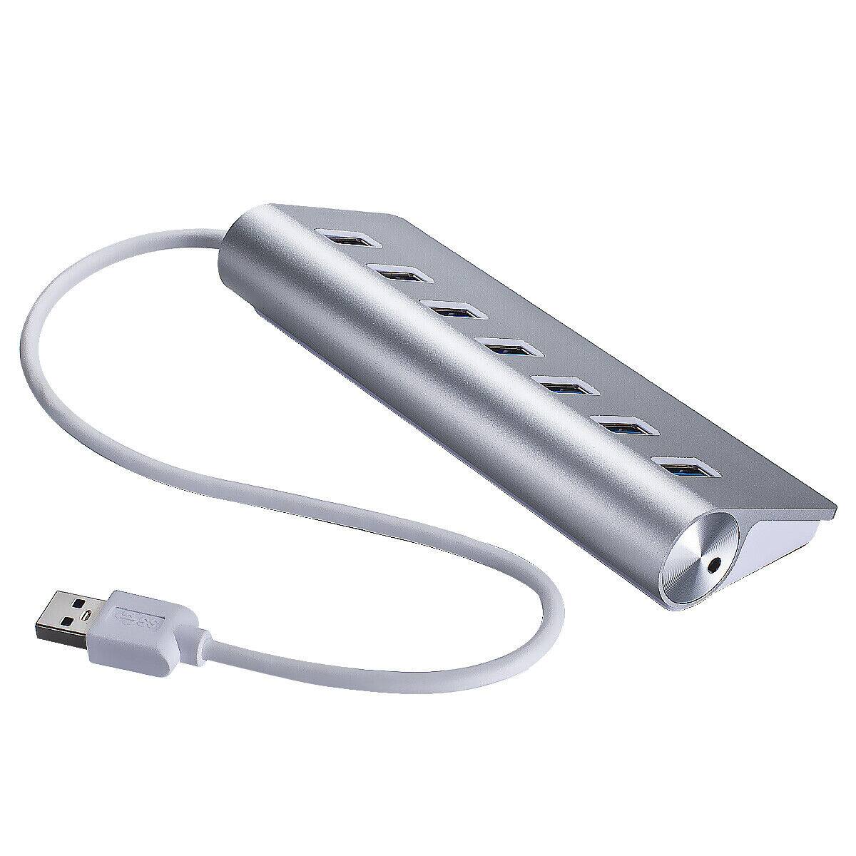 Angle. Sanoxy - 7-Port USB 3.0 Hub 5Gbps Aluminum Portable for PC Laptop Notebook Desktop - Silver.