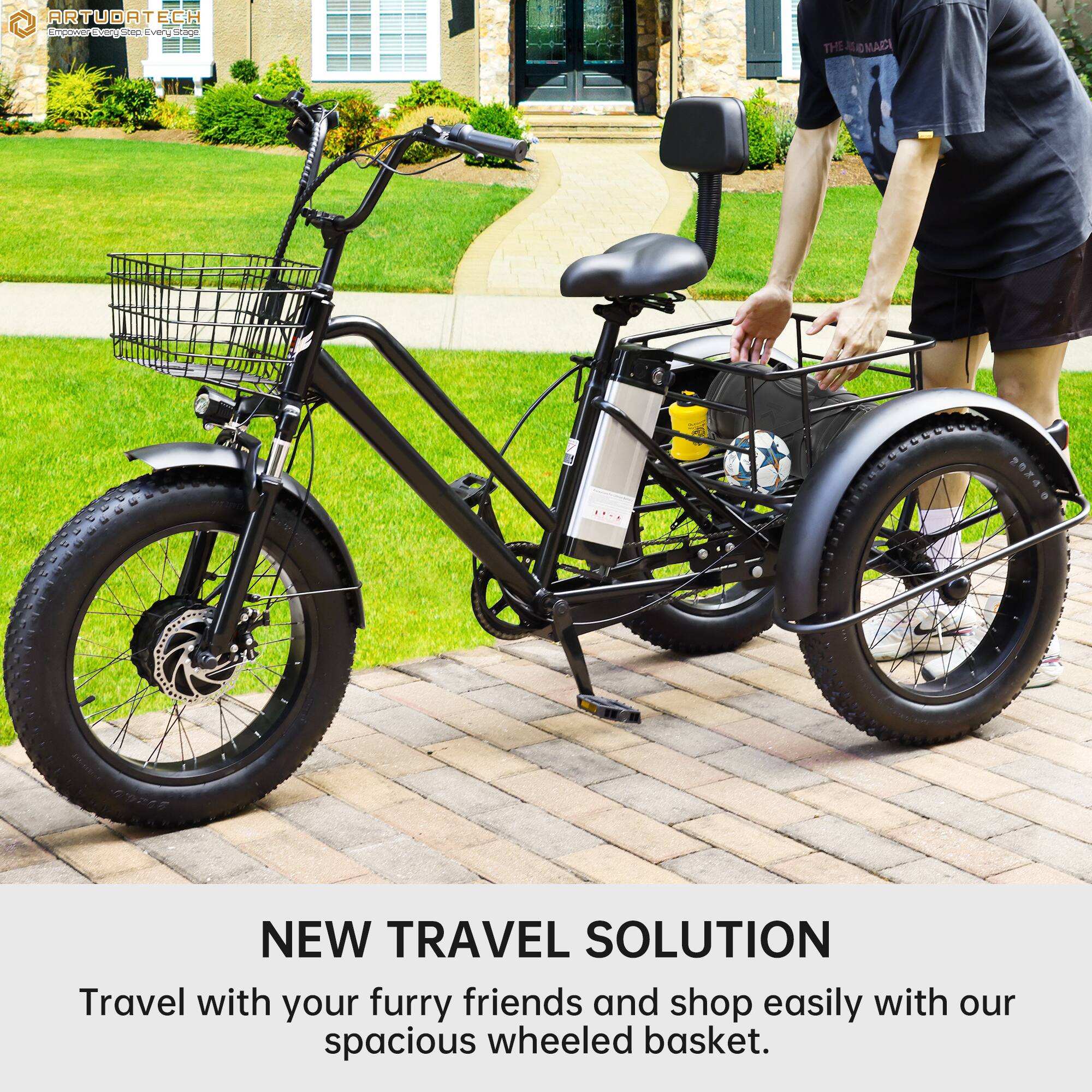 ARTUDETECH  
Electric Bike Company  

NEW TRAVEL SOLUTION  
Travel with your furry friends and shop easily with our spacious wheeled basket.