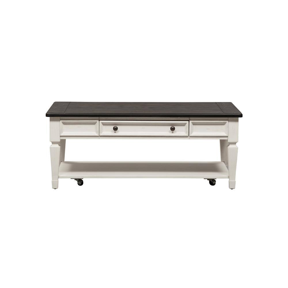 Alt View 1. Liberty Furniture Industries - Allyson Park Rectangular Cocktail Table in Wirebrushed White w/ Charcoal Top - White.