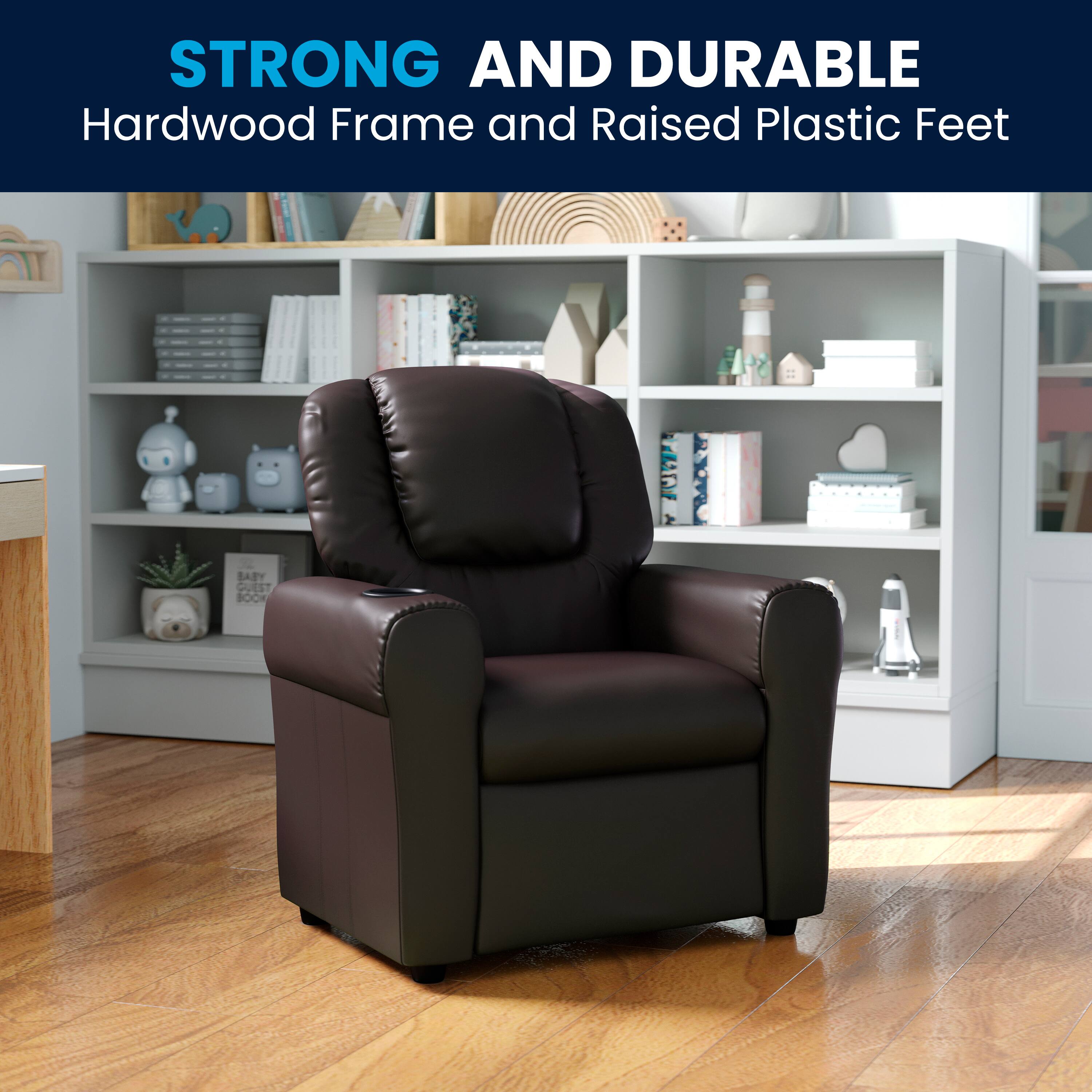 STRONG AND DURABLE  
Hardwood Frame and Raised Plastic Feet