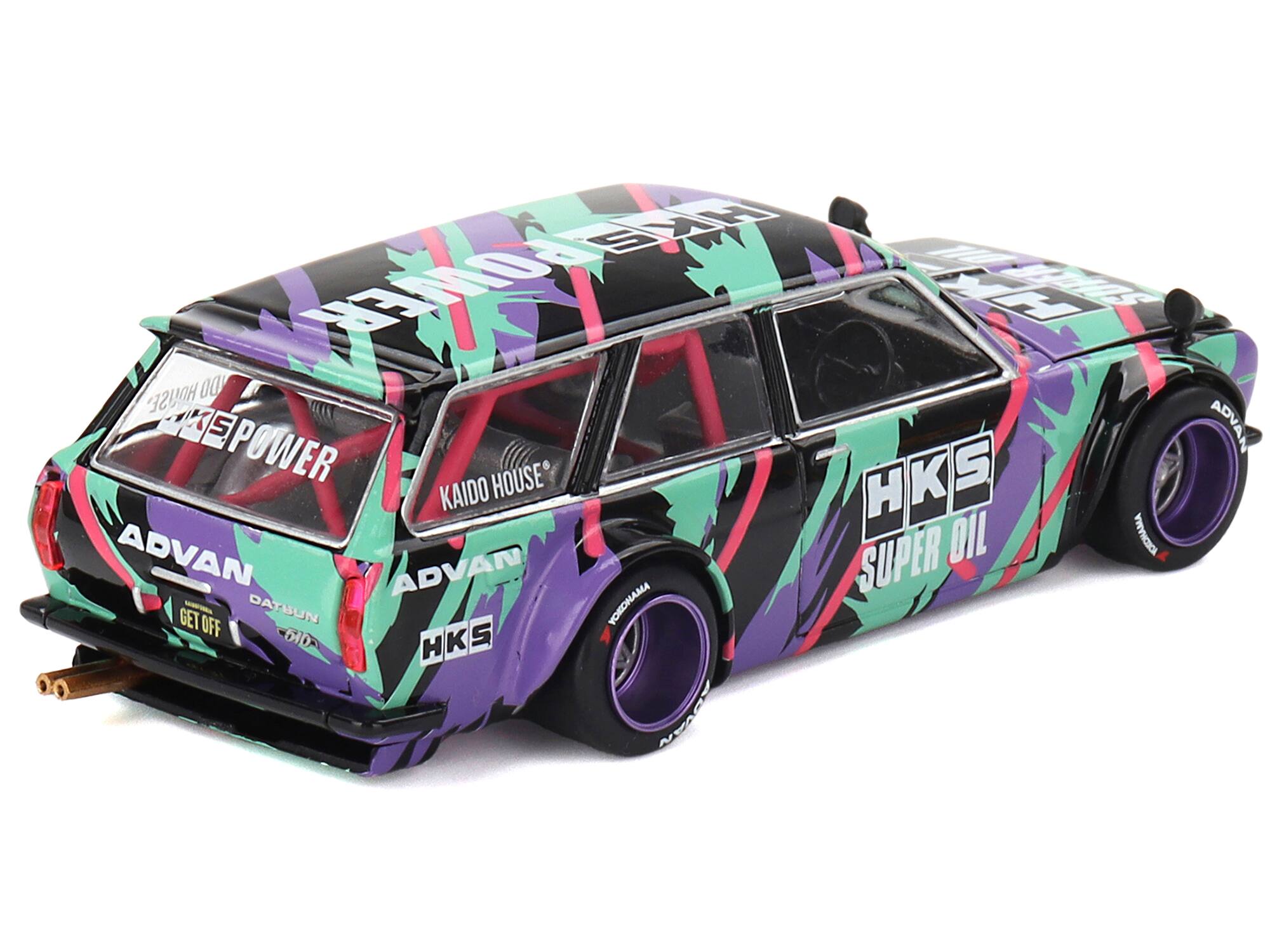 Sure, here is the corrected and grouped text from the image:

- **Front License Plate:**
  - GET OFF

- **Side and Rear:**
  - ADVAN
  - DATSUN
  - HKS
  - SUPER OIL
  - KAIDO HOUSE
  - ADVAN
  - HKS
  - ADVAN
  - HKS
  - ADVAN
  - HKS
  - ADVAN
  - HKS
  - ADVAN
  - HKS
  - ADVAN
  - HKS
  - ADVAN
  - HKS
  - ADVAN
  - HKS
  - ADVAN
  - HKS
  - ADVAN
  - HKS
  - ADVAN
  - HKS
  - ADVAN
  - HKS
  - ADVAN
  - HKS
  - ADVAN
  - HKS
  - ADVAN
  - HKS
  - ADVAN
  - HKS
  - ADVAN
  - HKS
  - ADVAN
  - HKS
  - ADVAN
  - HKS
  - ADVAN
 