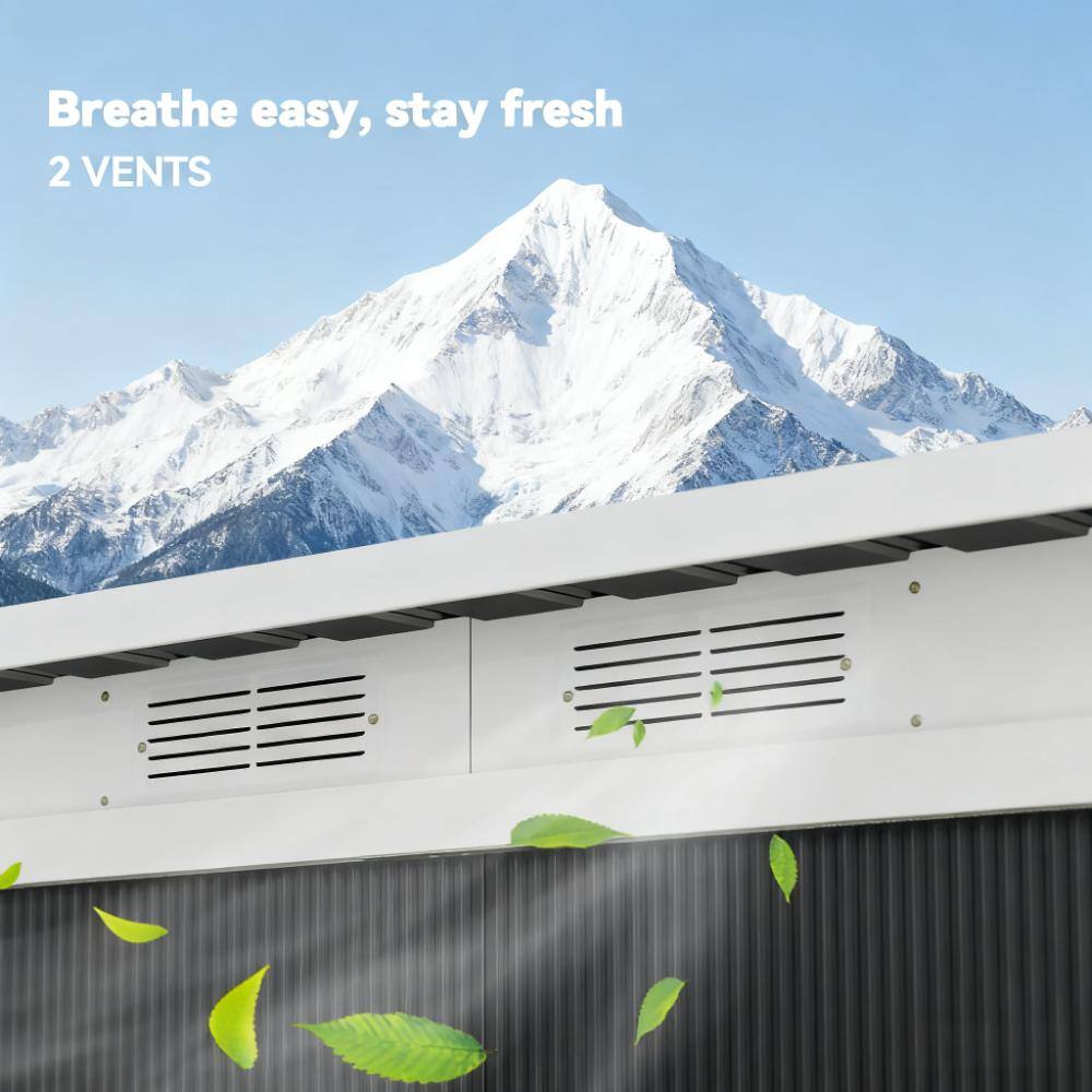 Back. TinyHomie - Dark Gray Garden Storage Shed Outdoor Storage Shed 9FT x 4FT Tool House with Double Lockable Doors.