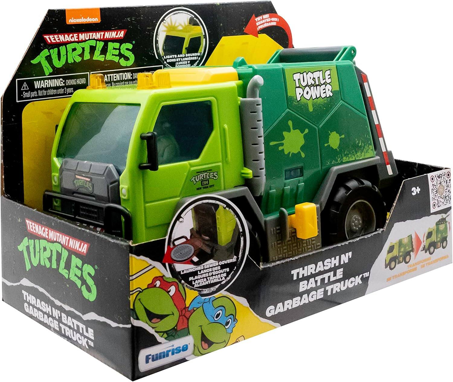 Teenage Mutant Ninja Turtles Lights and Sounds Sewer Launches Garbage Truck

Warning: Choking Hazard - Small parts. Not for children under 3 years.

Turtle Power

Thrash 'N Battle Garbage Truck

Funrise

3+