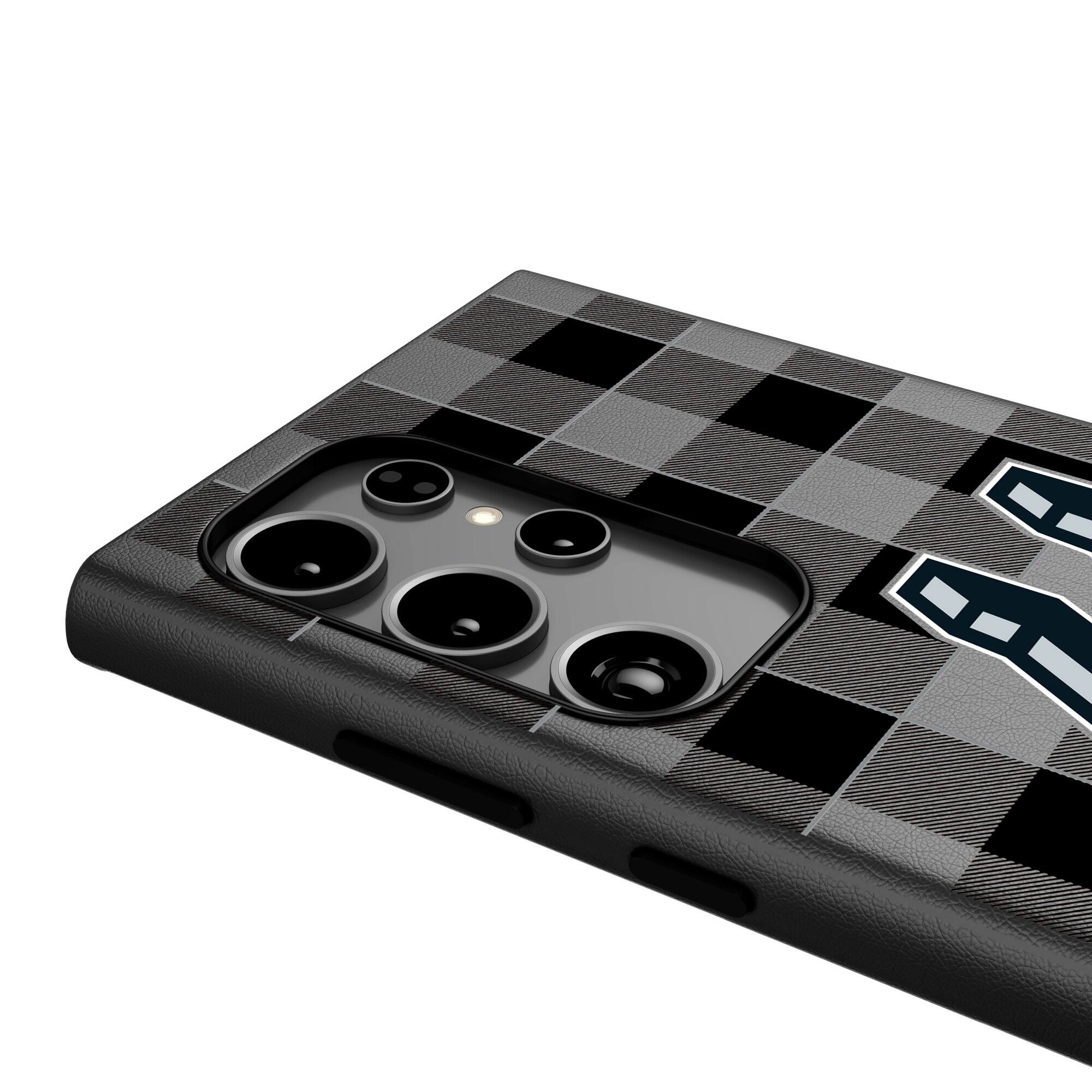 Alt View 3. Keyscaper - San Antonio Spurs Plaid Galaxy Magnetic Bump Case - S25 - Black.