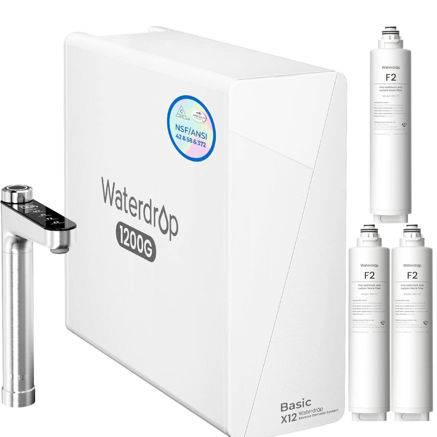 Waterdrop - X12-Basic Tankless RO Water Filter Extra F2-3 Filters - White price history on PriceWatchPro