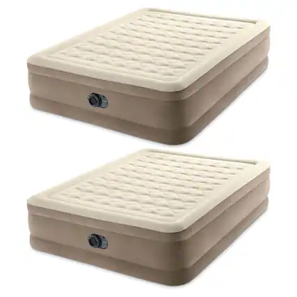 Front. Intex - Intex Dura-Beam Deluxe Ultra Plush Air Bed w/Built-in Pump, Queen (2 Pack) - Beige.