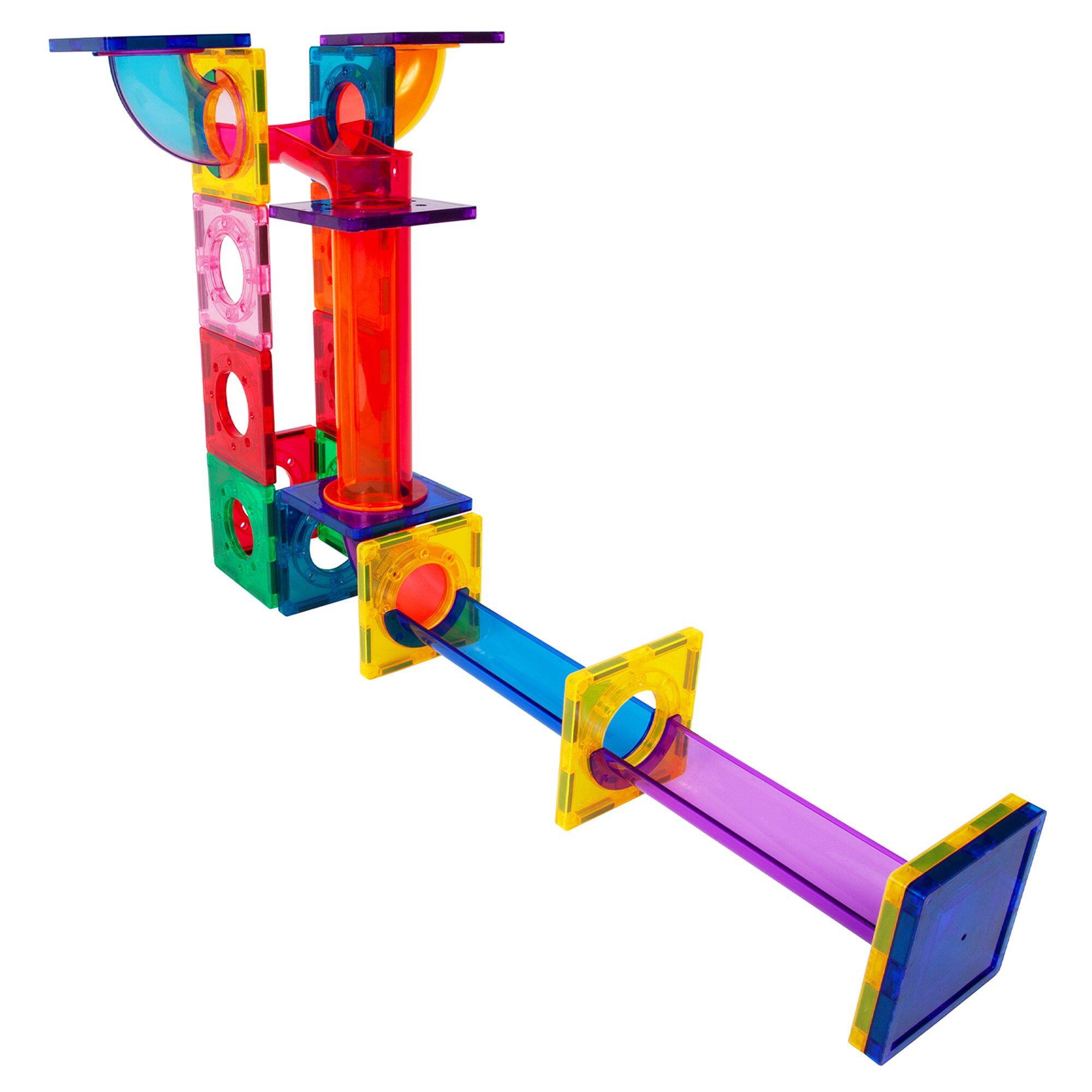 Alt View 4. PicassoTiles - PICASSO-TILES Marble Run Magnetic Tiles for Kids, 40PCS, Construction Magnet Tiles Race Track Building Blocks STEM Toy - Multicolor.