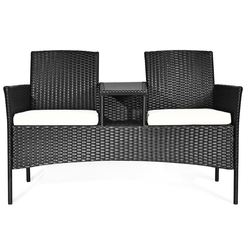 Alt View 1. Kadyn - 3 Pcs Patio Set Outdoor Wicker Furniture Sets Modern Rattan Chair Conversation Sets with Coffee Table Seat Cushions f... - Black.