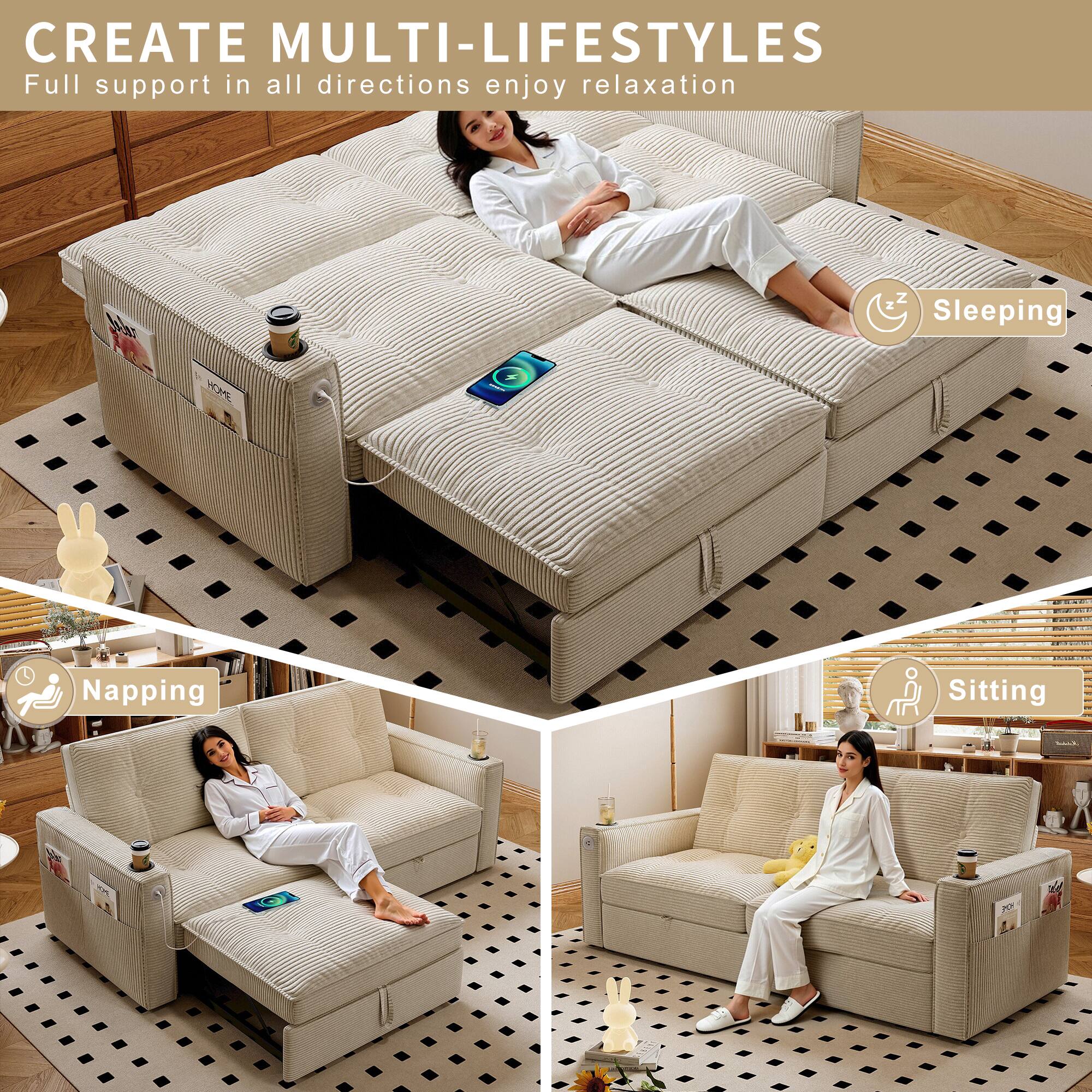 CREATE MULTI-LIFESTYLES  
Full support in all directions enjoy relaxation

- Sleeping
- Napping
- Sitting