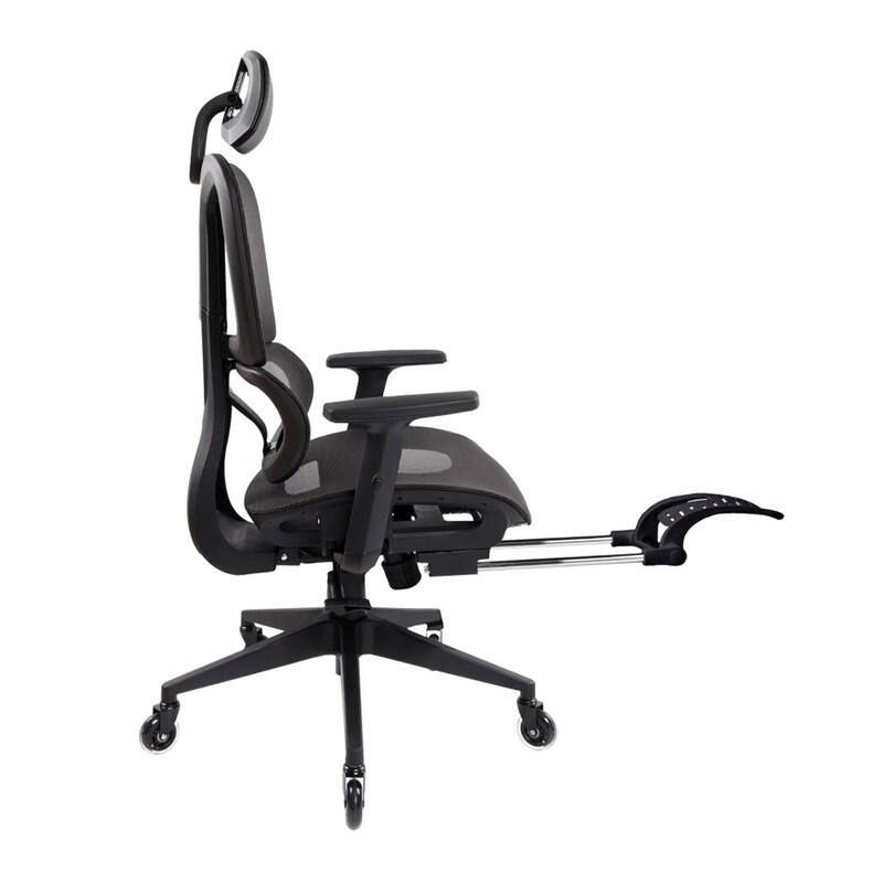 Alt View 6. HTUTWOO - Ultimate Ergonomic Mesh Office Chair - Lumbar Support, Footrest, Adjustable Headrest, 110° Reclining - Black.