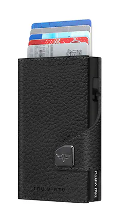 Tru Virtu - CLICK & SLIDE Pebble Wallet - Black/Black