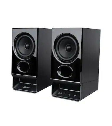 Front. Edifier - R20BT Computer Speakers, 2.75" Drivers, Bluetooth 6.0, Touch Controls, AUX & USB-C Inputs, Ambient Light (Pair) - Black.