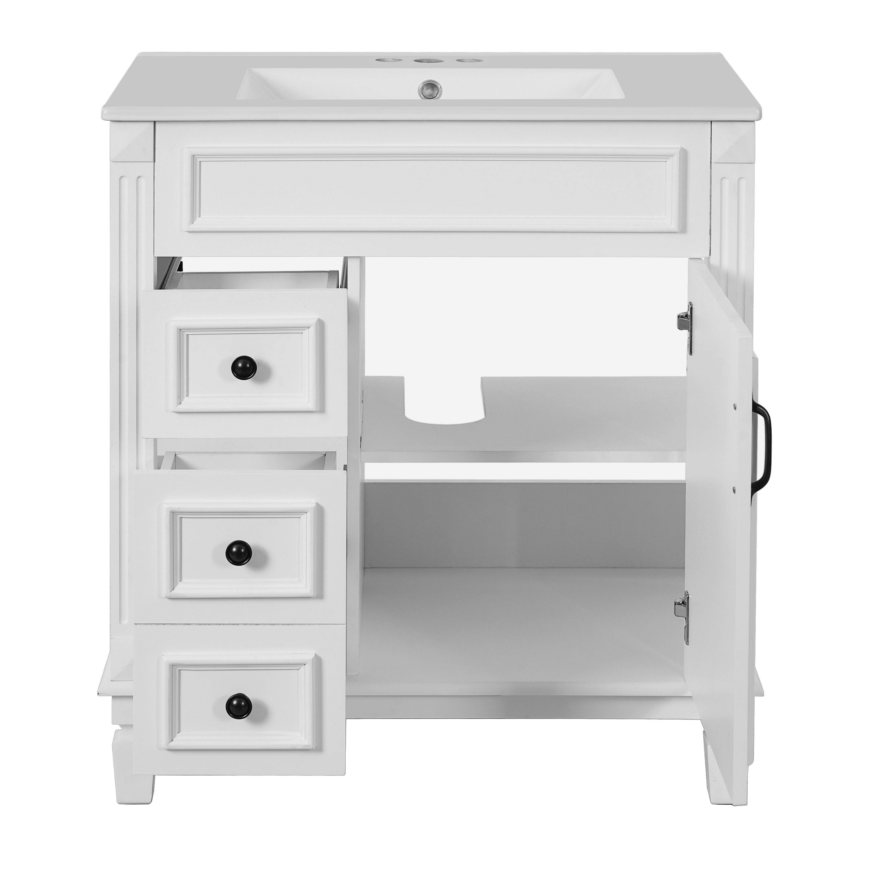 Alt View 9. Boyel Living - 30 Inch Bathroom Vanity with Ceramic Sink and Storage Cabinet White - White.