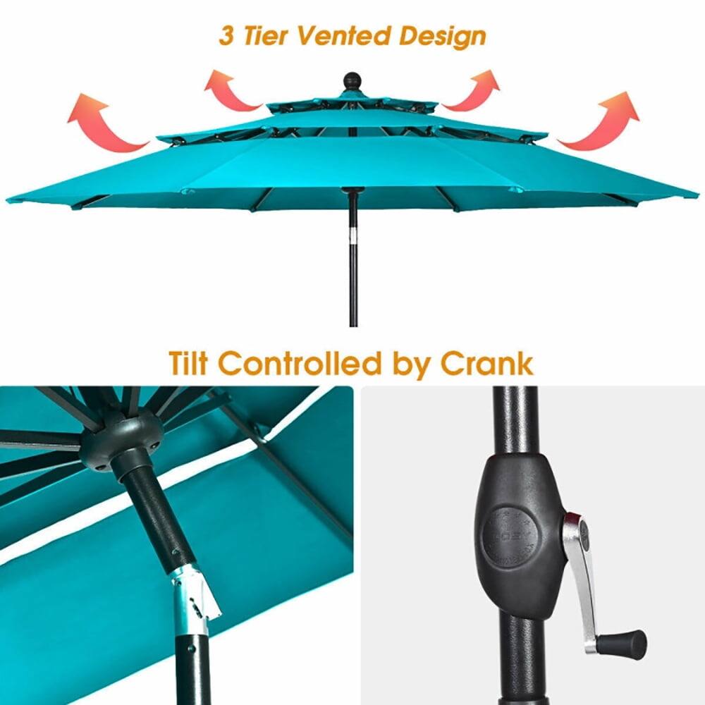 3 Tier Vented Design  
Tilt Controlled by Crank