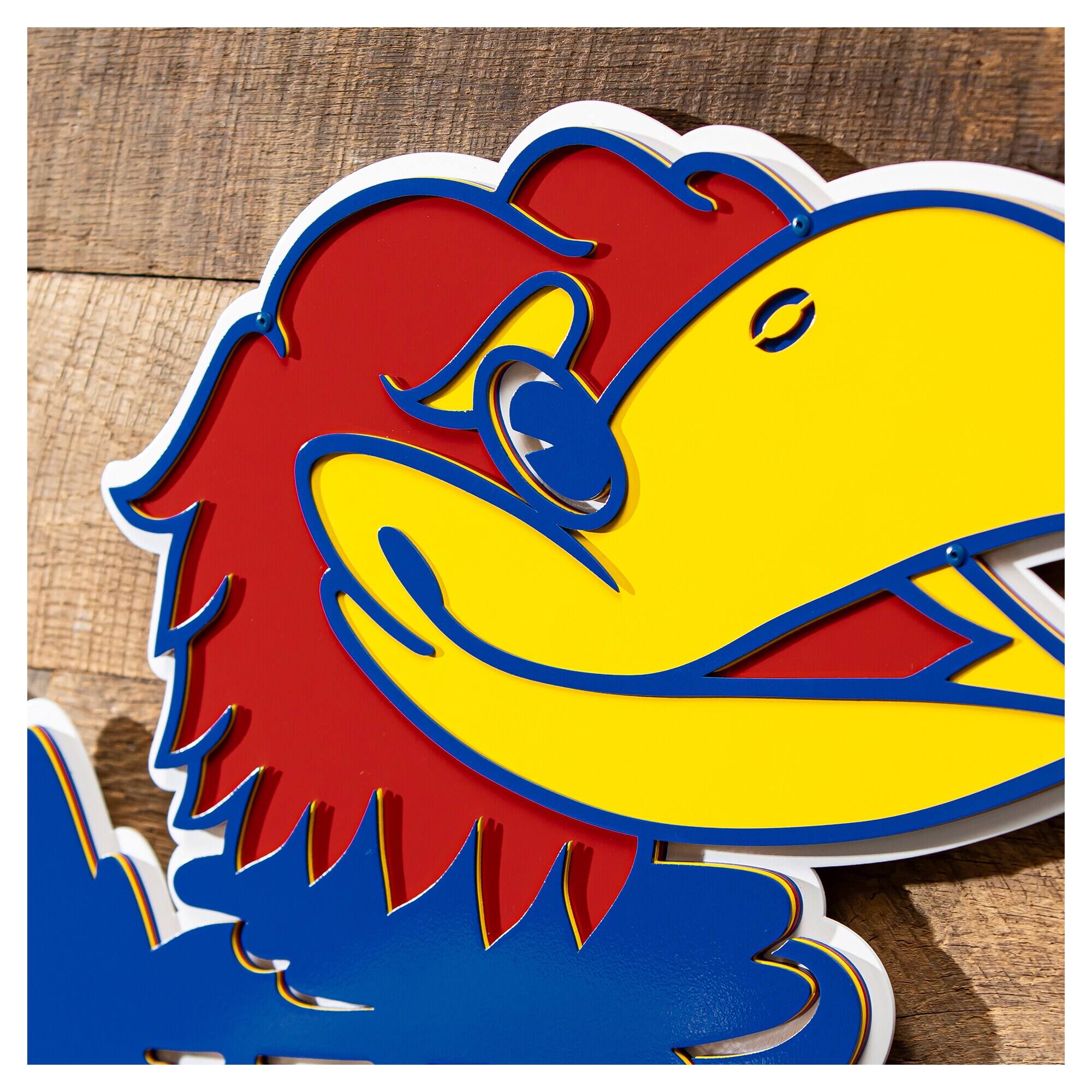 Alt View 2. Evergreen Enterprises - Kansas Jayhawks 23" Layered Metal Wall Art Sign - Multicolor.