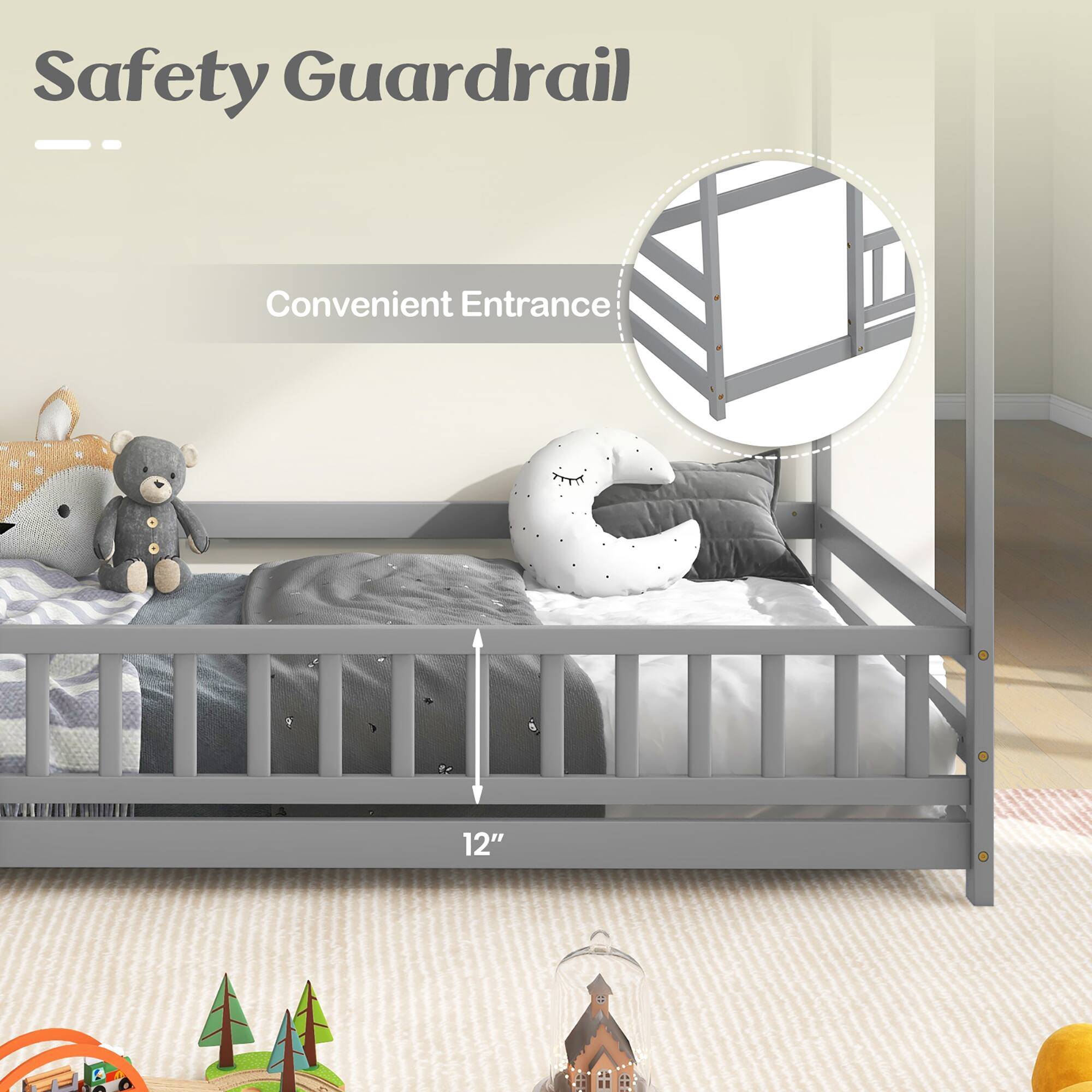 Safety Guardrail, Convenient Entrance, 12"
