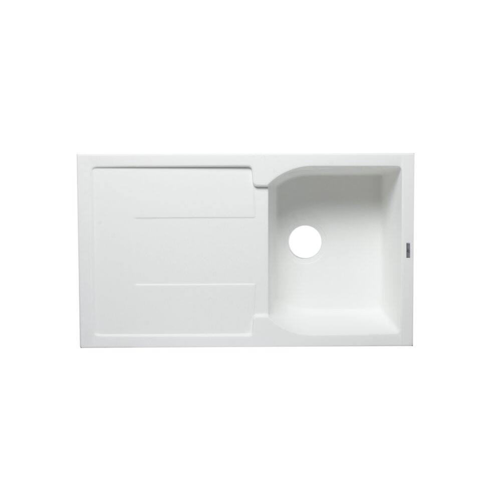 Back. Alfi - White 34" Single Bowl Granite Composite Kitchen Sink with Drainboard - White.