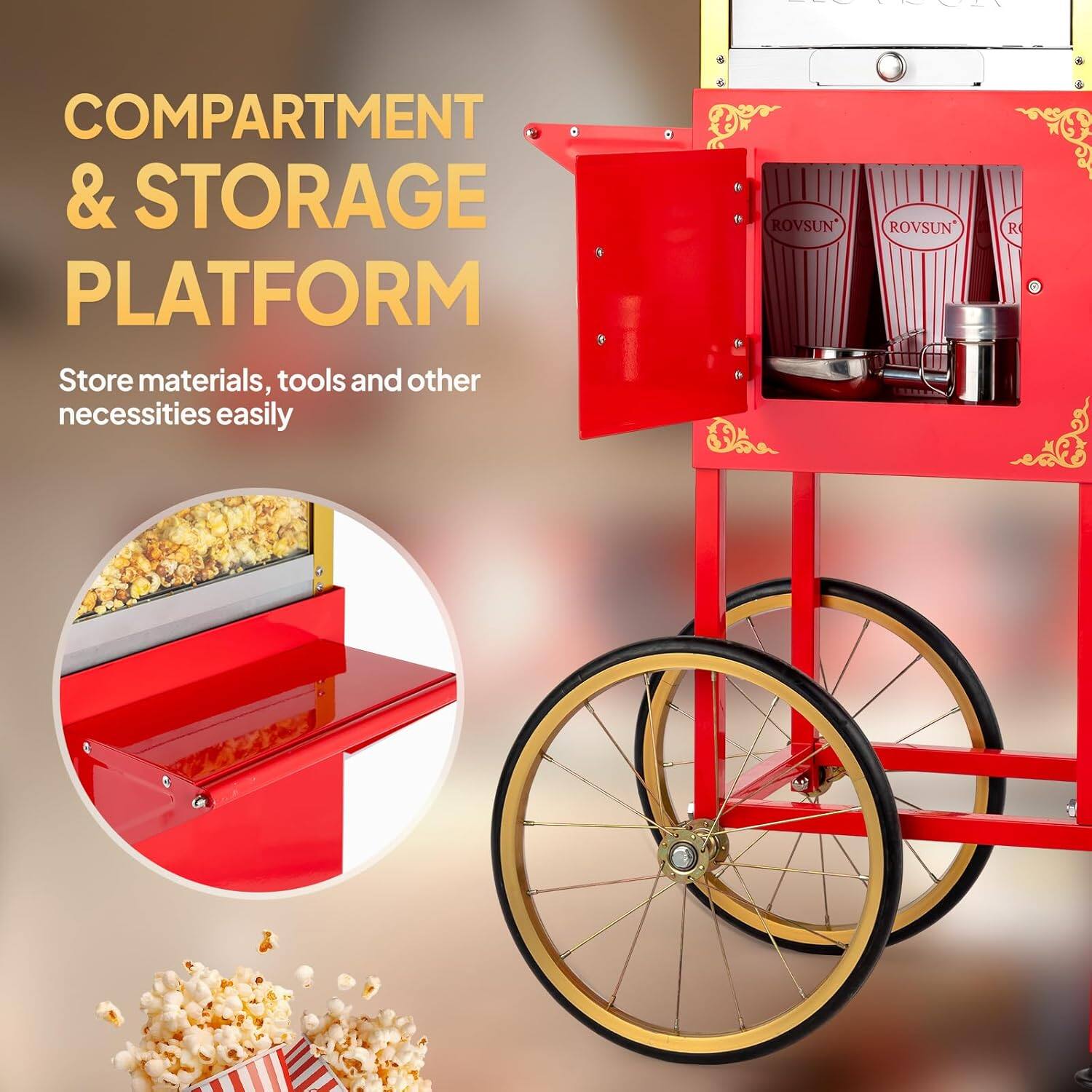 COMPARTMENT & STORAGE PLATFORM  
Store materials, tools and other necessities easily