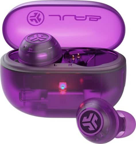 JLab - GO Pop ANC True Wireless Bluetooth Earbuds with Active Noise Cancelling, 24+ Hour Battery & Custom EQ - Transparent Purple