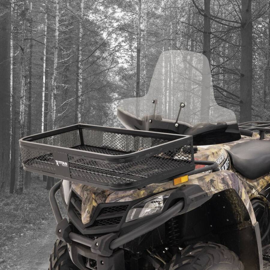 Utv Back Racks Titan Ramps Universal ATV/UTV Front Cargo Basket Rack with 100 Pound ...