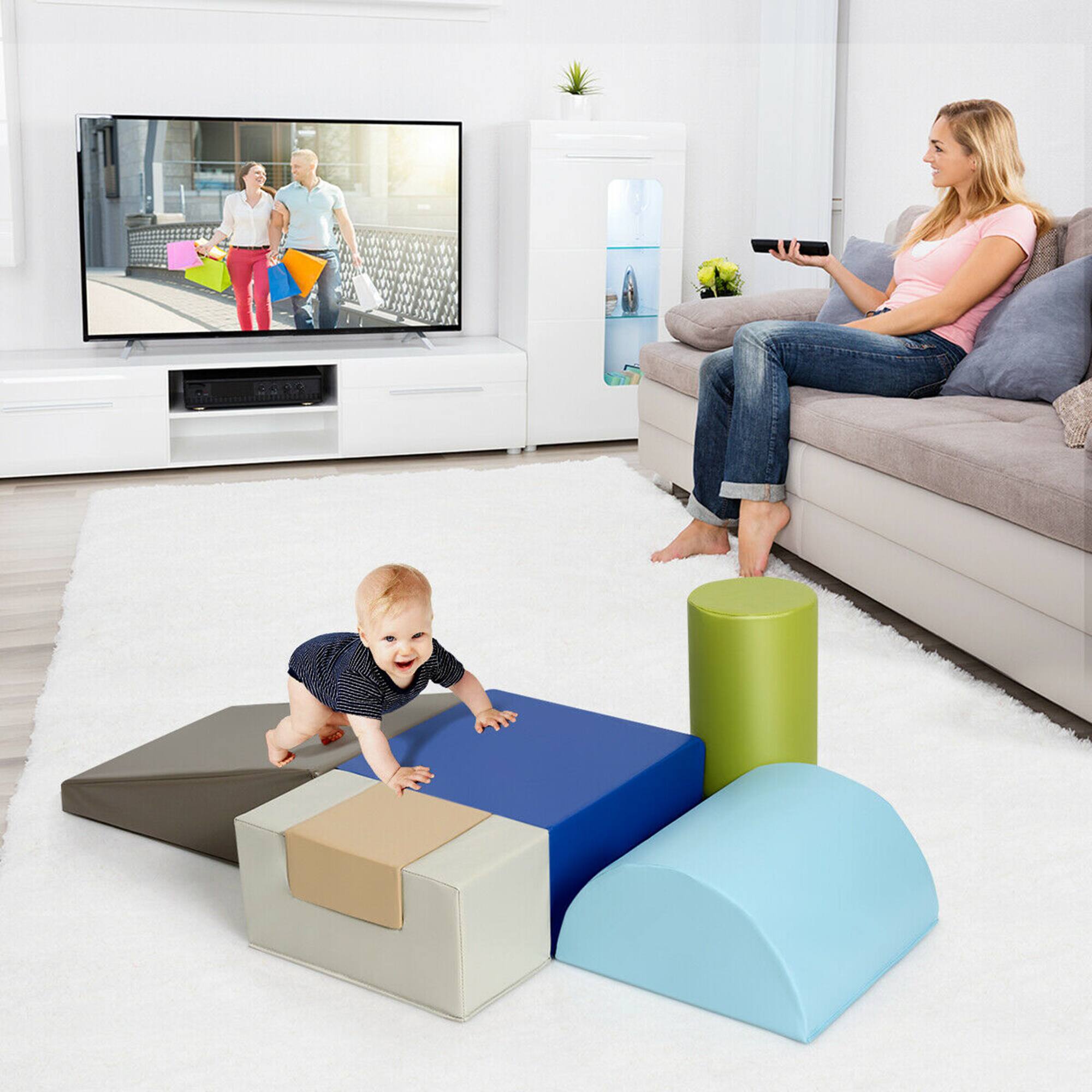 Alt View 3. Gymax - Gymax 6 Piece Climb Crawl Play Set Indoor Kids Baby Toddler Safe Soft Foam Blocks Toys - Multicolor.