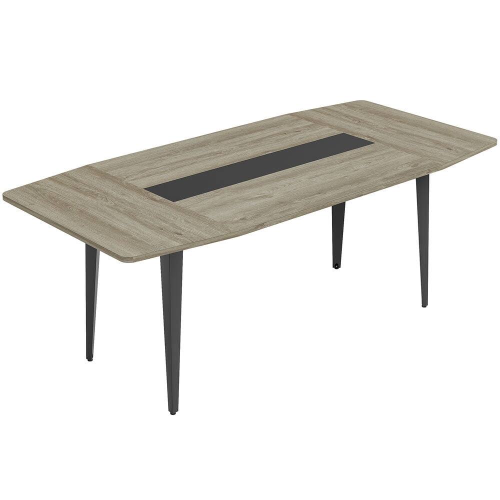 Alt View 1. Kadyn - Kadyn Study Writing Desk, Computer Desk,6FT / 8FT Conference Table, Modern Boat Shaped Meeting Table,Gray & Black - Gray.