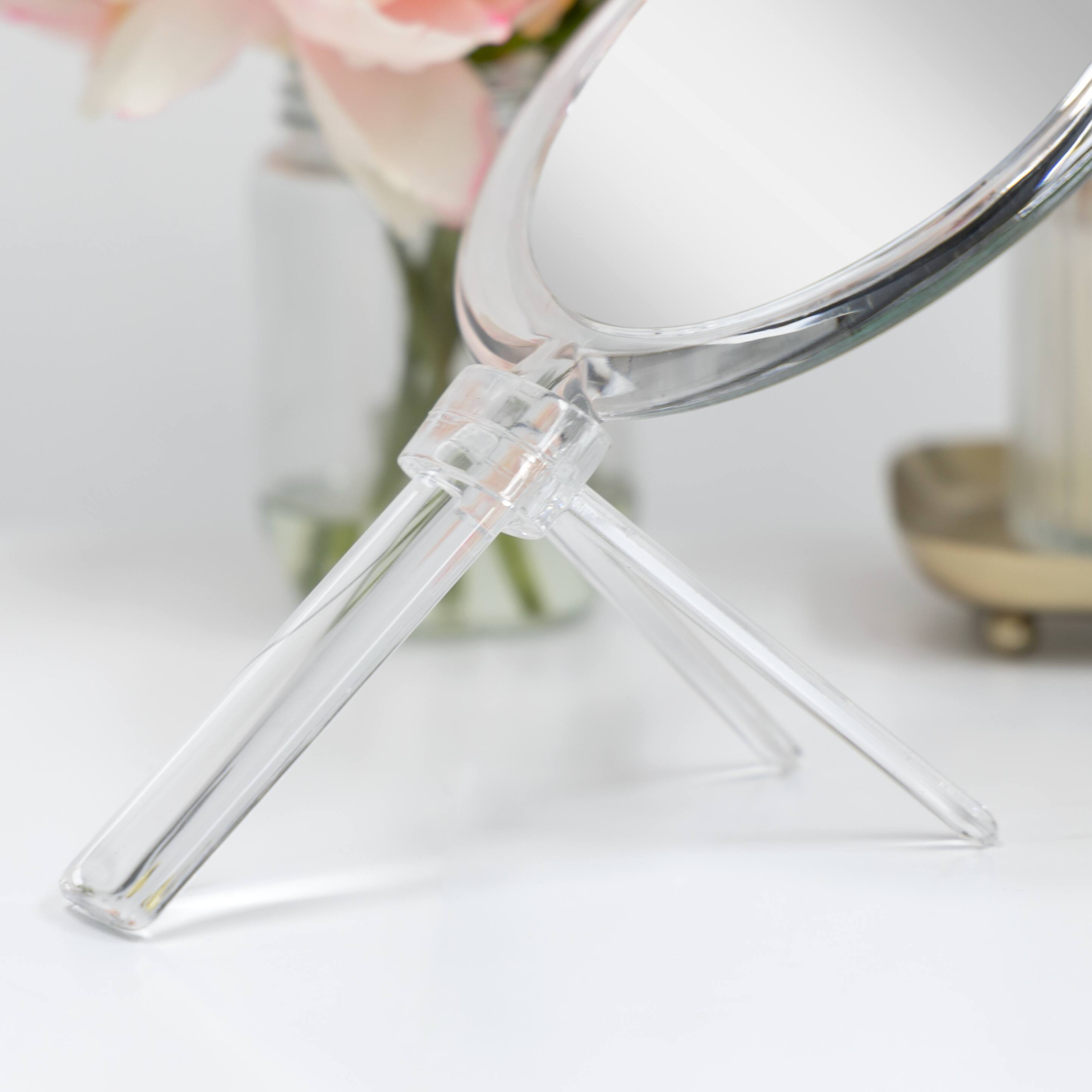 Alt View 1. Zadro - Handheld Makeup Mirror with Dual 5X/1X Magnifications & Stand - Made In USA - Clear.