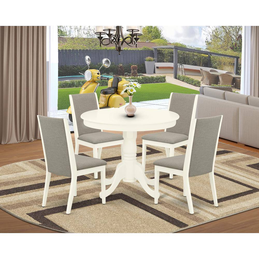 Left. East West Furniture - Dining Room Set Linen White - Brown.