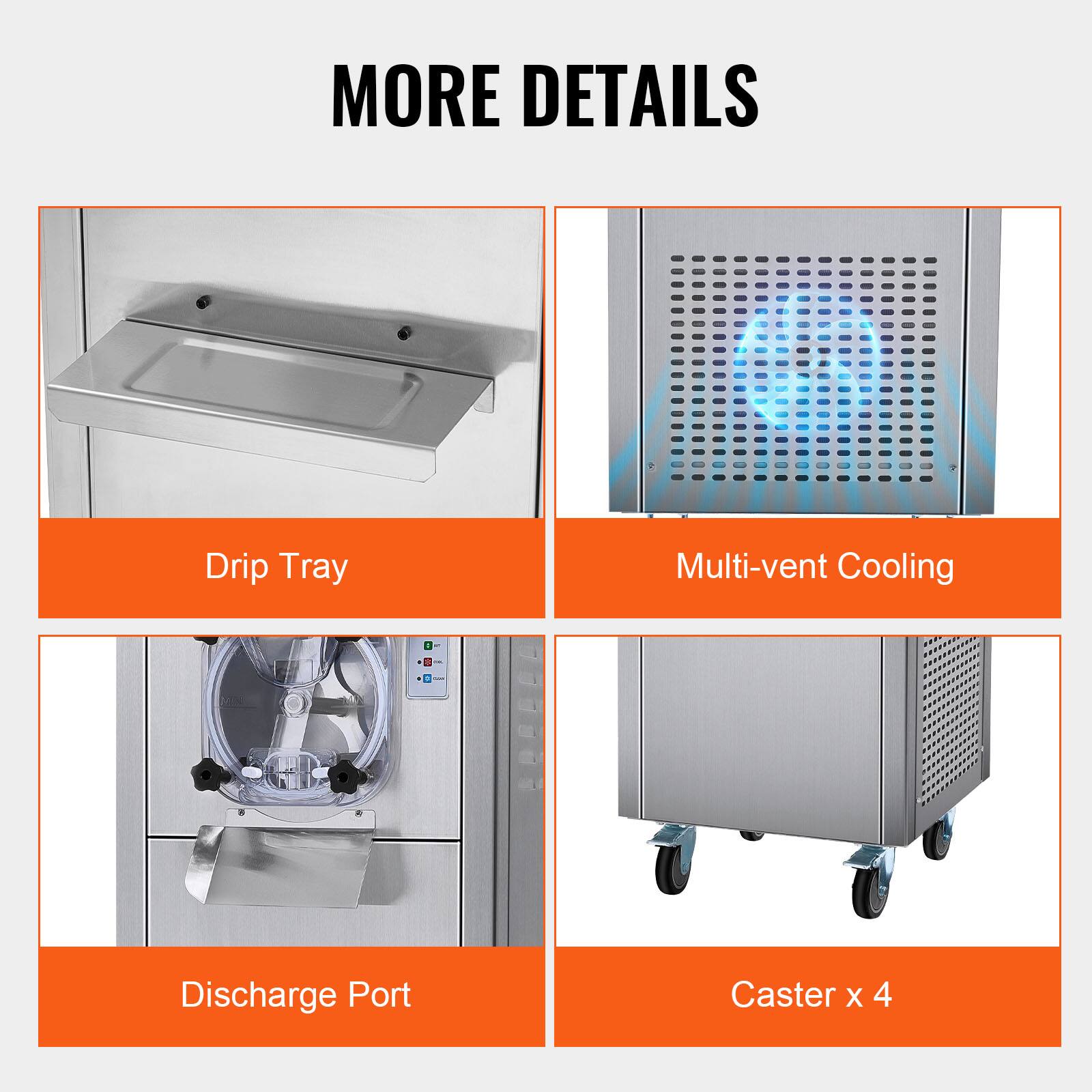 MORE DETAILS

- Drip Tray
- Multi-vent Cooling
- Discharge Port
- Caster x 4