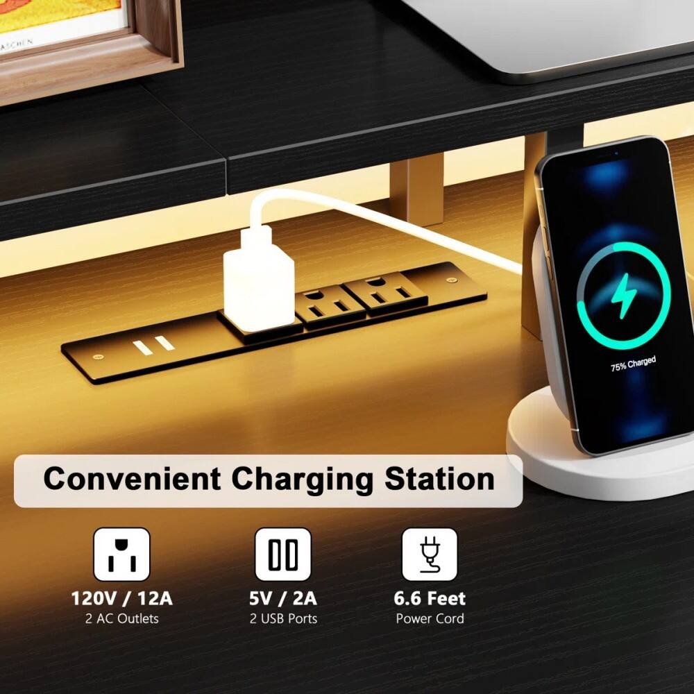 ASCHEN AR 75% Charged Convenient Charging Station 120V / 1 / 12A 2 AC Outlets 5V / 2A 2 USB Ports 6.6 Feet Power Cord