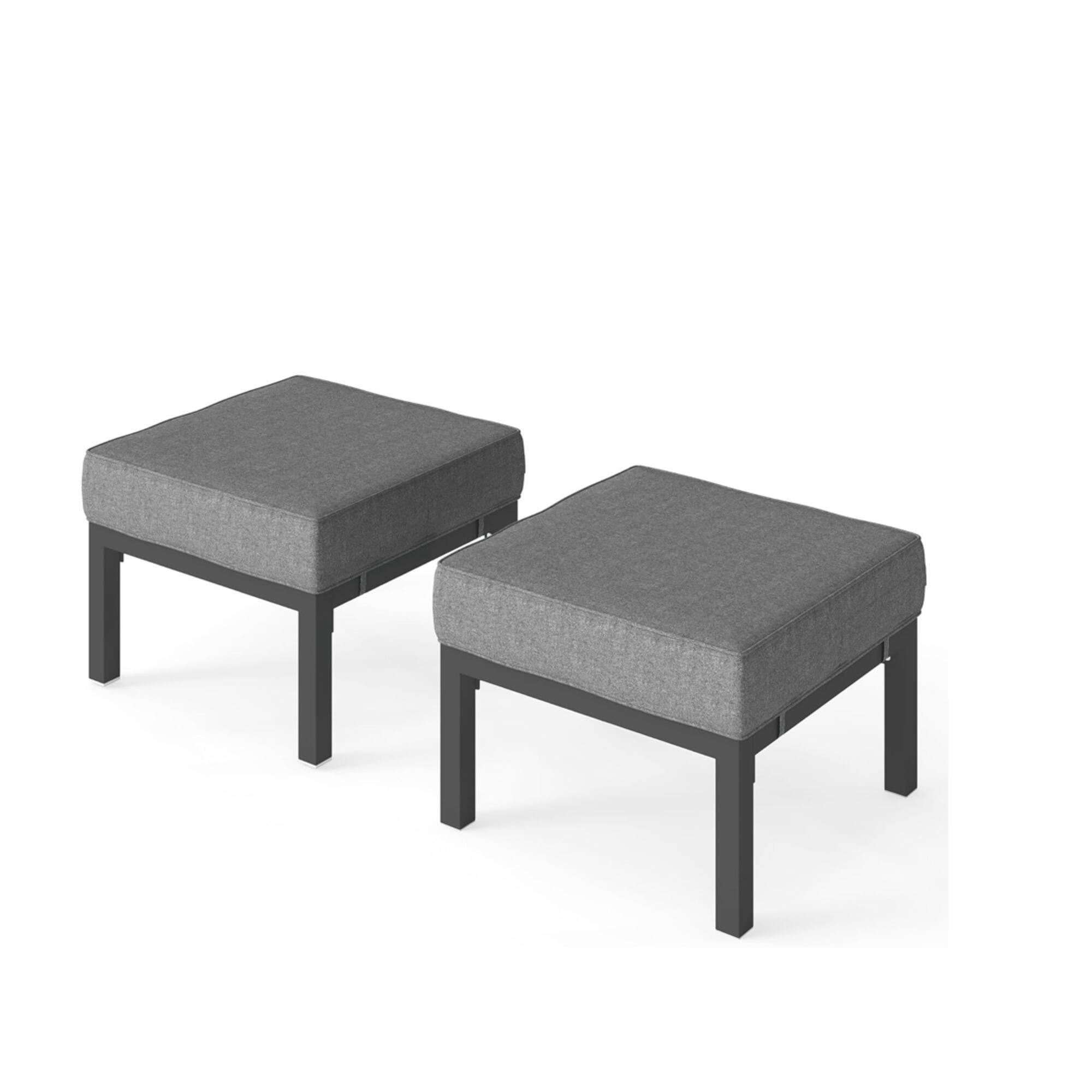 Front. Mondawe - Set of 2 24" Aluminum Patio Ottomans with Cushions - Dark Gray.