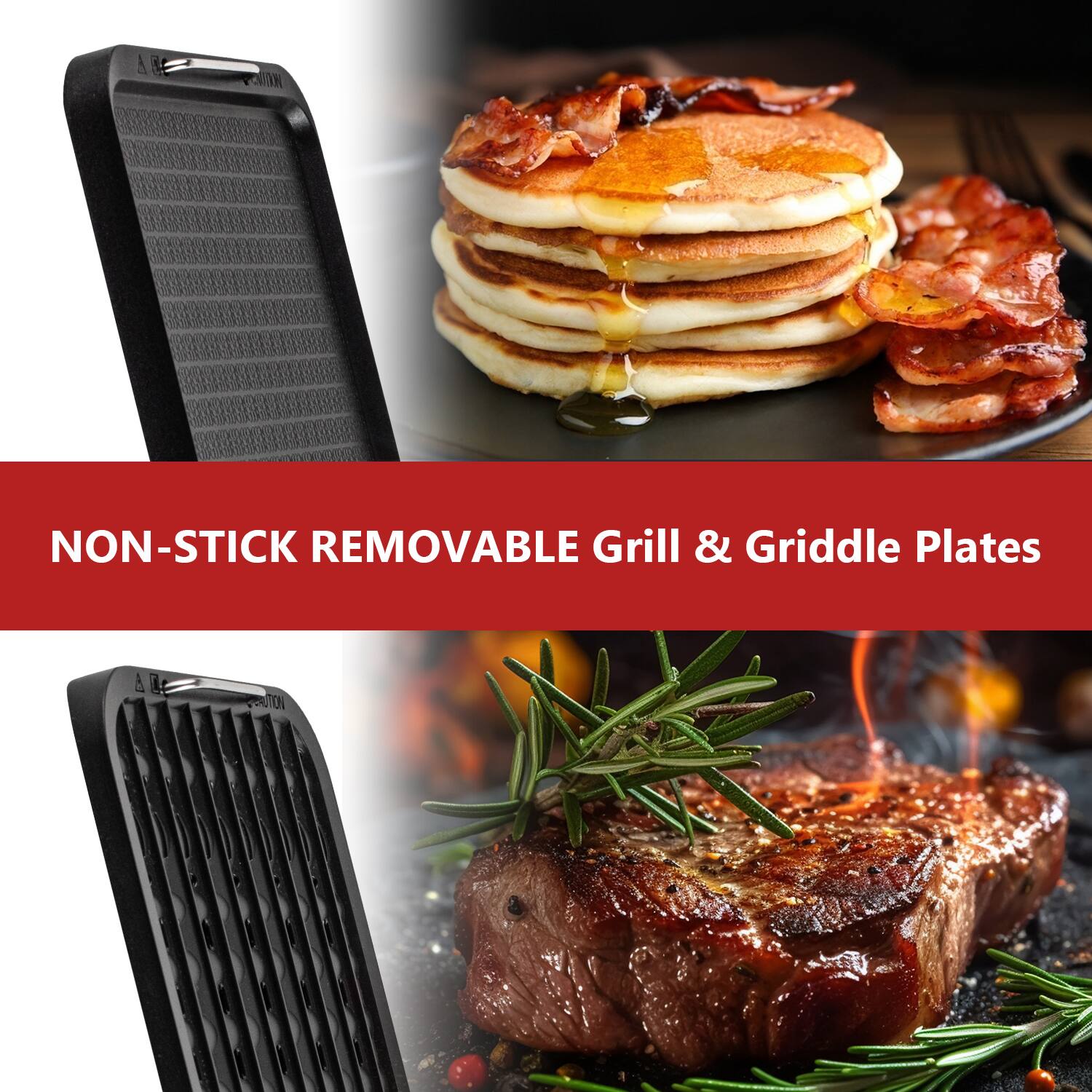 NON-STICK REMOVABLE Grill & Griddle Plates
